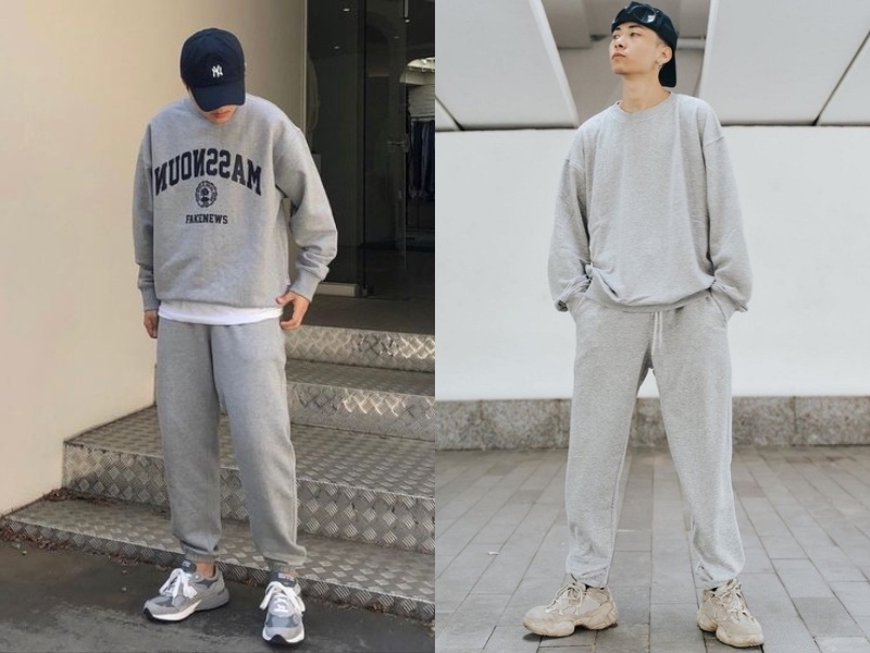 Mix & match áo thun với quần nỉ ống rộng Mix & match áo thun với quần nỉ ống rộng