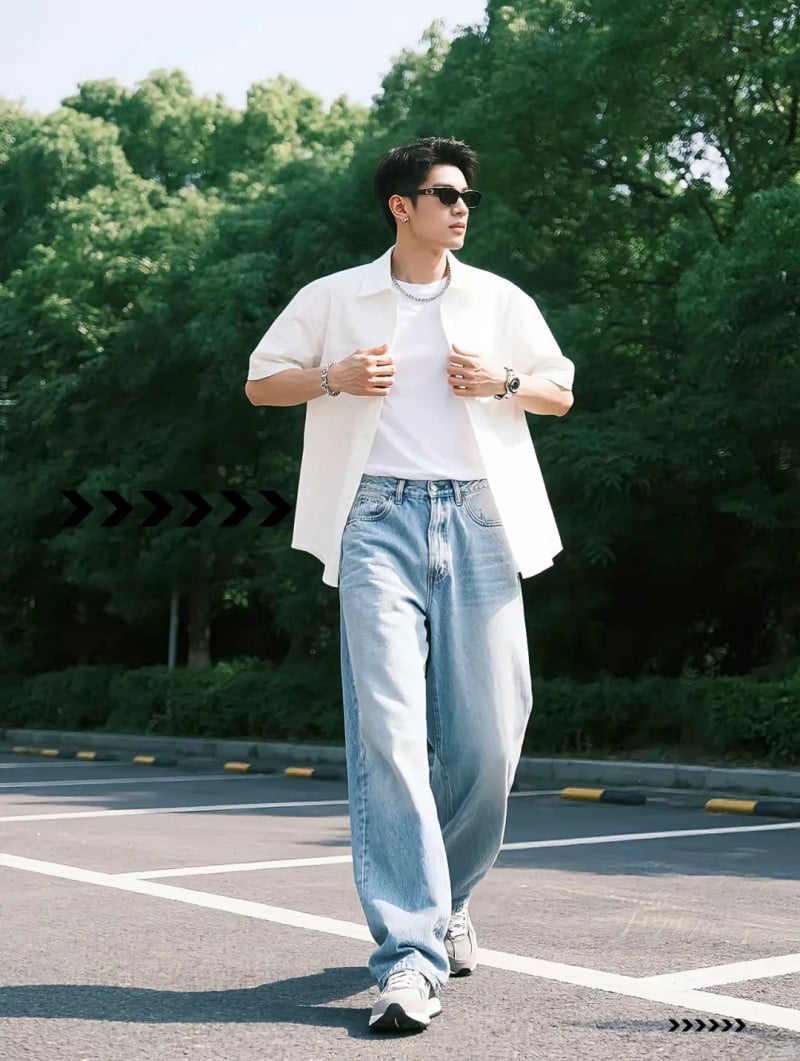 Phối đồ với quần tây ống rộng và áo sơ mi Phối đồ với quần tây ống rộng và áo sơ mi