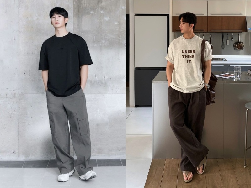 Phối áo thun oversize/tanktop với quần ống rộng túi hộp Phối áo thun oversize/tanktop với quần ống rộng túi hộp
