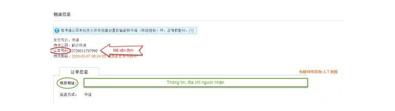 xem mã vận đơn của đơn hàng đã đặt